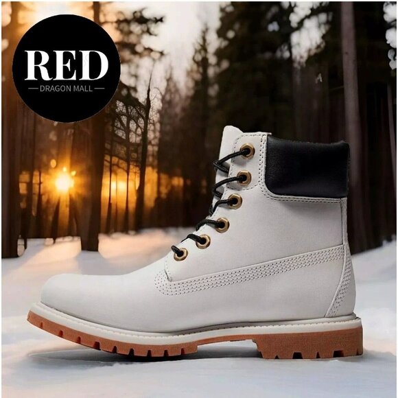 Timberland Premium 6" Light Grey Waterproof Ankle Boots Shoes - Women's Size 7 - Picture 6 of 16